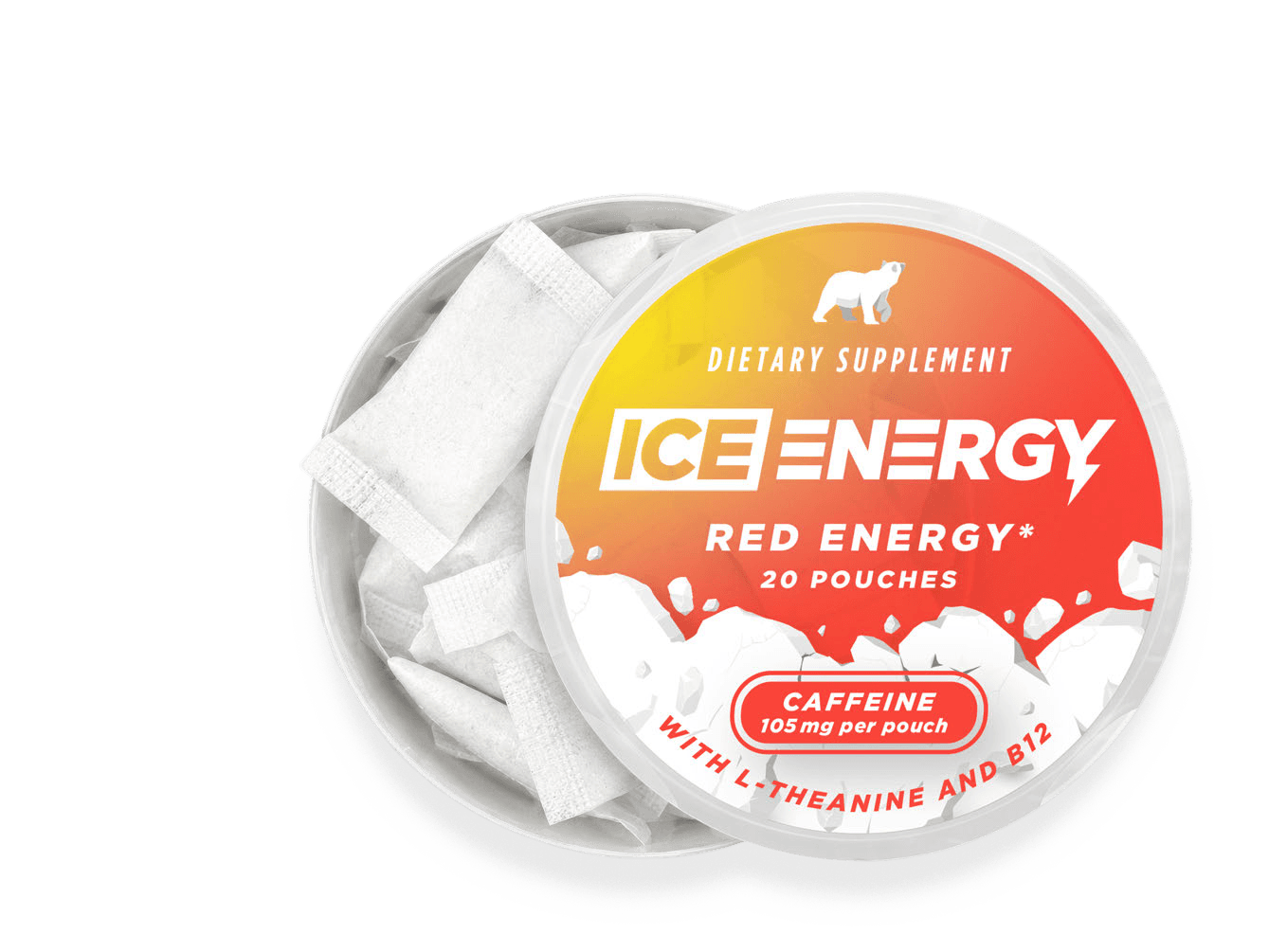 ICE Pouch Red Energy caffeine pouches can